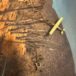 Unique Gold Toned Airplane Necklace